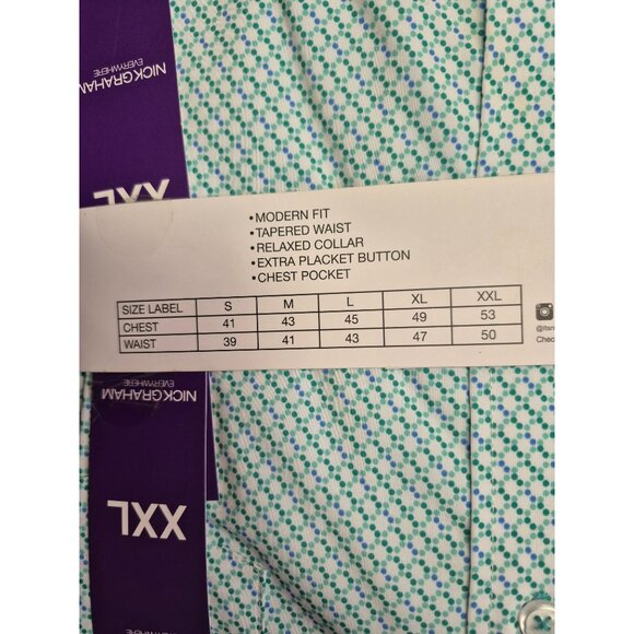 Nick Graham Mens Performance Stretch Sport Shirt XXL Green - Picture 3 of 4